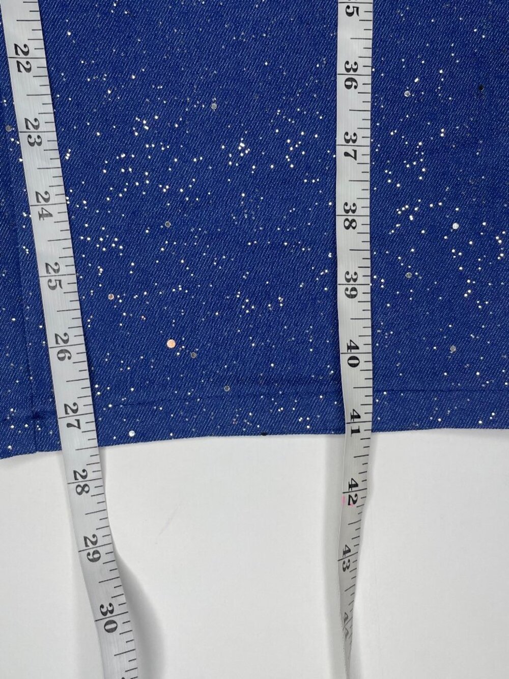 Y2K Sparkle Denim Two Piece Set Glitter Strapless Crop Top Straight Leg Pants S - Picture 12 of 13